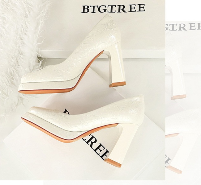 European style high-heeled shoes low platform for women