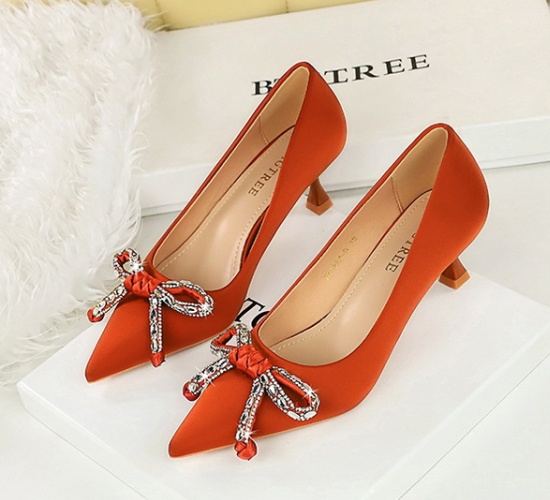 Middle-heel fine-root bow light luxury shoes for women