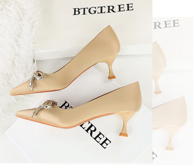 Middle-heel fine-root bow light luxury shoes for women