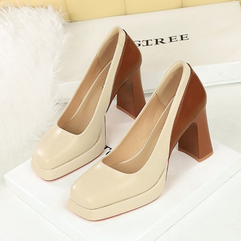 Mixed colors platform high-heeled shoes for women