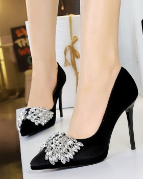 Bow fine-root platform sexy rhinestone shoes for women