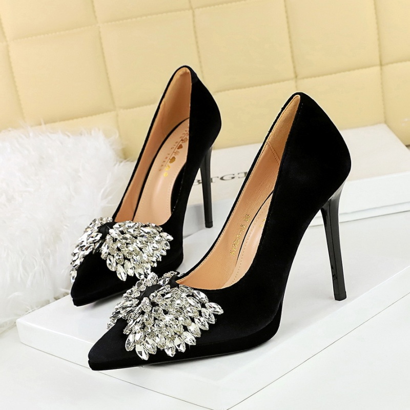 Bow fine-root platform sexy rhinestone shoes for women