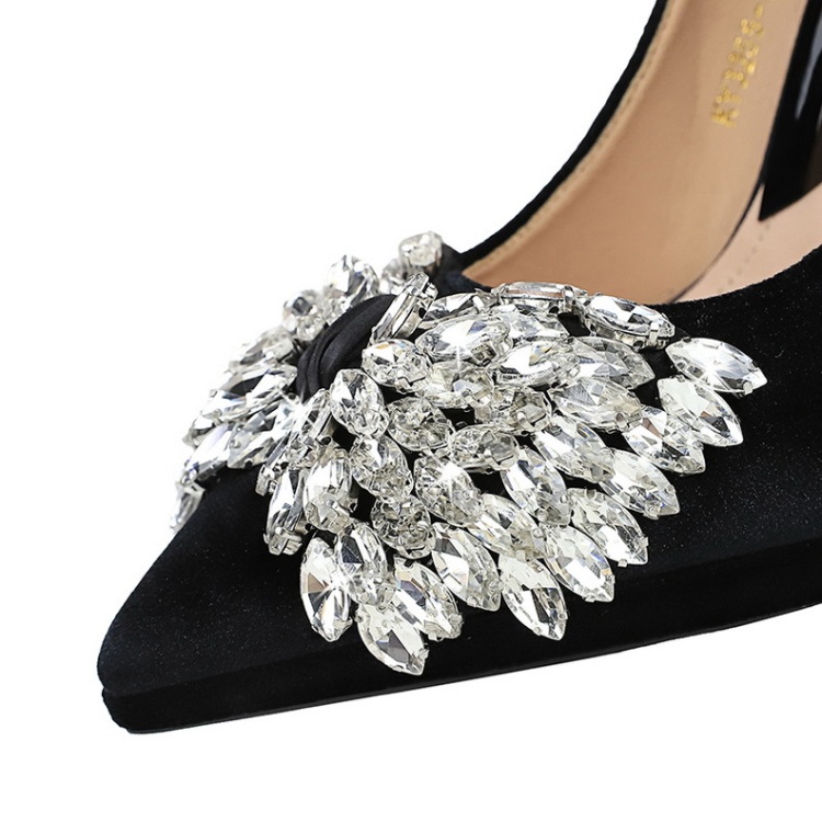 Bow fine-root platform sexy rhinestone shoes for women