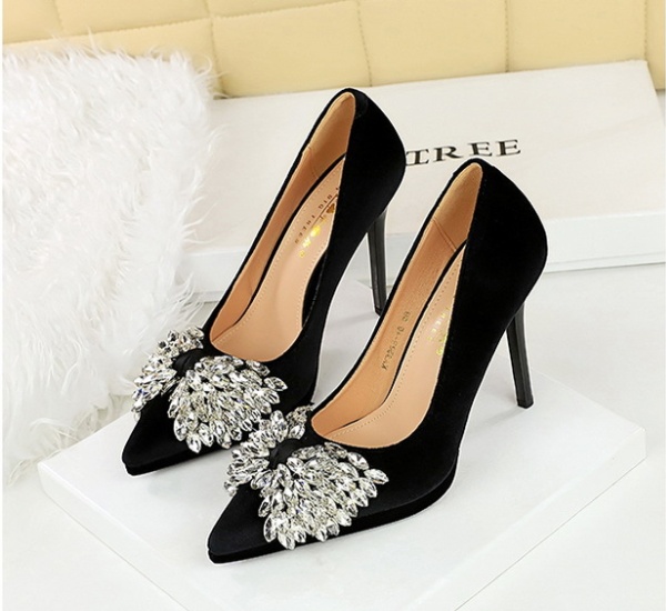 Bow fine-root platform sexy rhinestone shoes for women