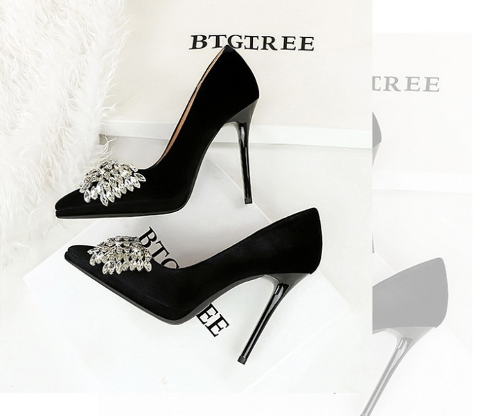 Bow fine-root platform sexy rhinestone shoes for women