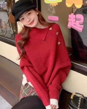 Autumn and winter temperament sweater red fashion tops