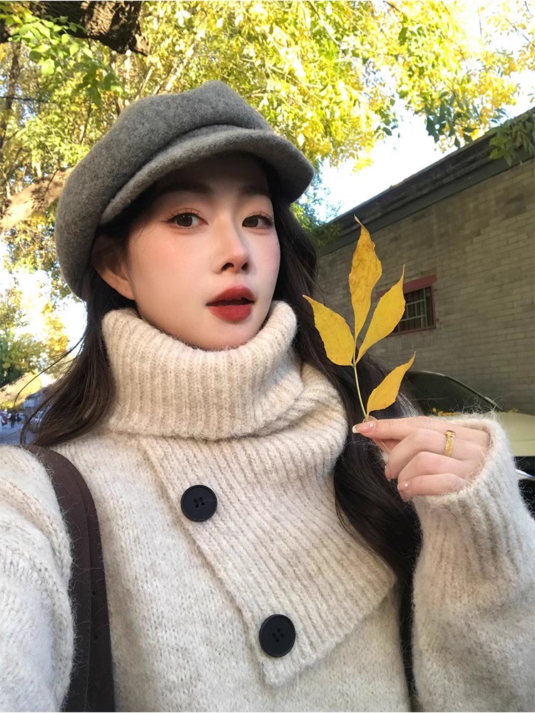 Loose high collar scarf thick autumn and winter sweater