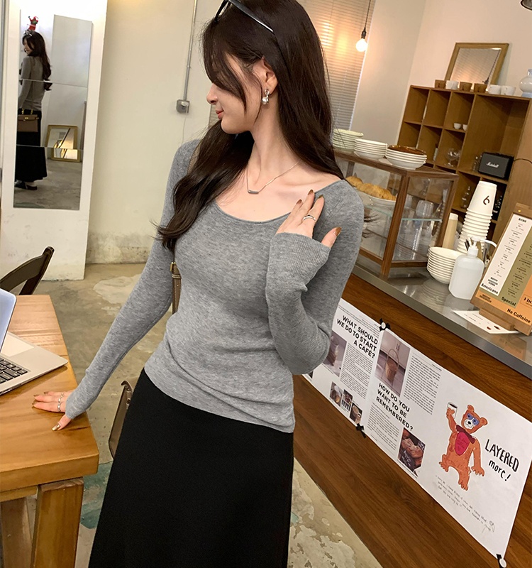 Wool autumn and winter smock knitted bottoming shirt for women