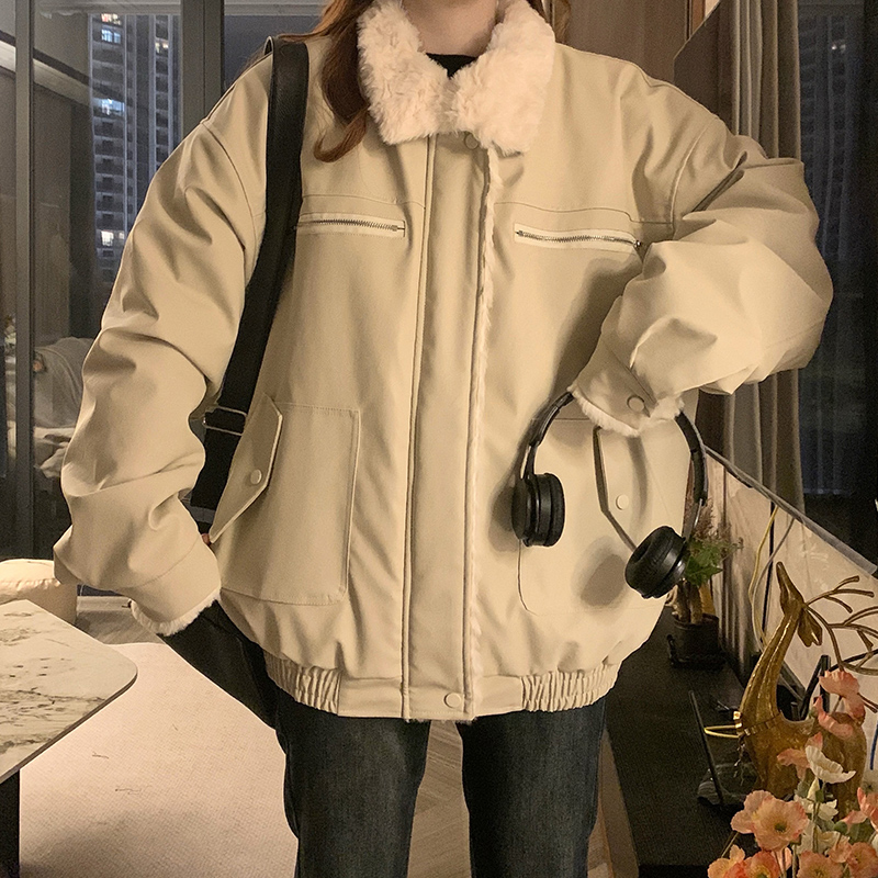 Thermal PU cotton coat retro coat for women