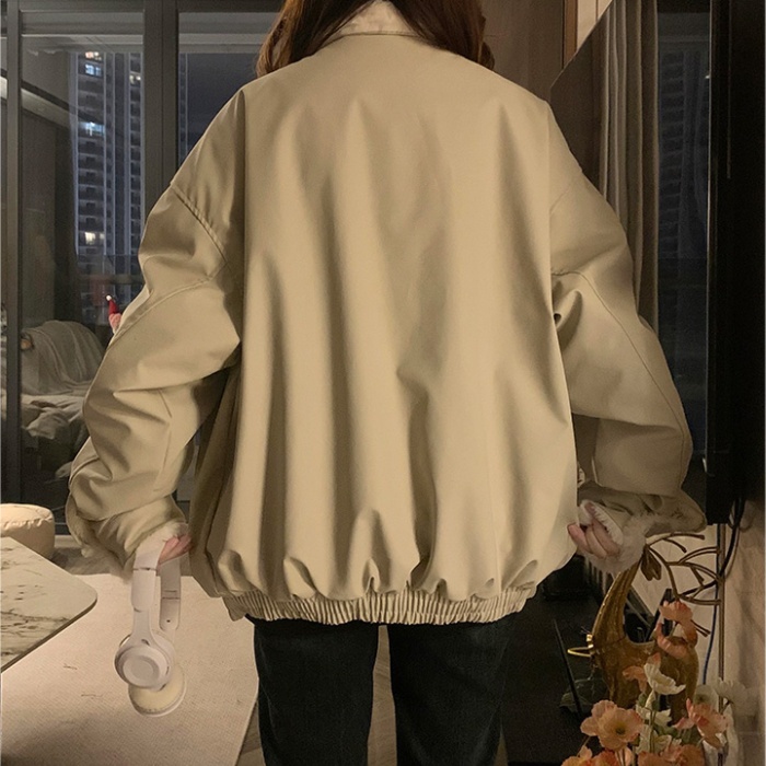 Thermal PU cotton coat retro coat for women