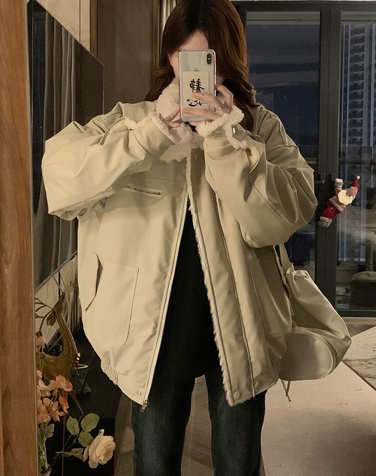 Thermal PU cotton coat retro coat for women