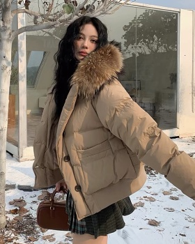 Slim short thick coat winter large fur collar down coat