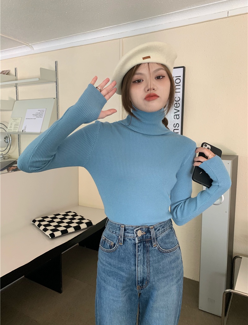 High collar sleeve thick plus long-sleeved sweater