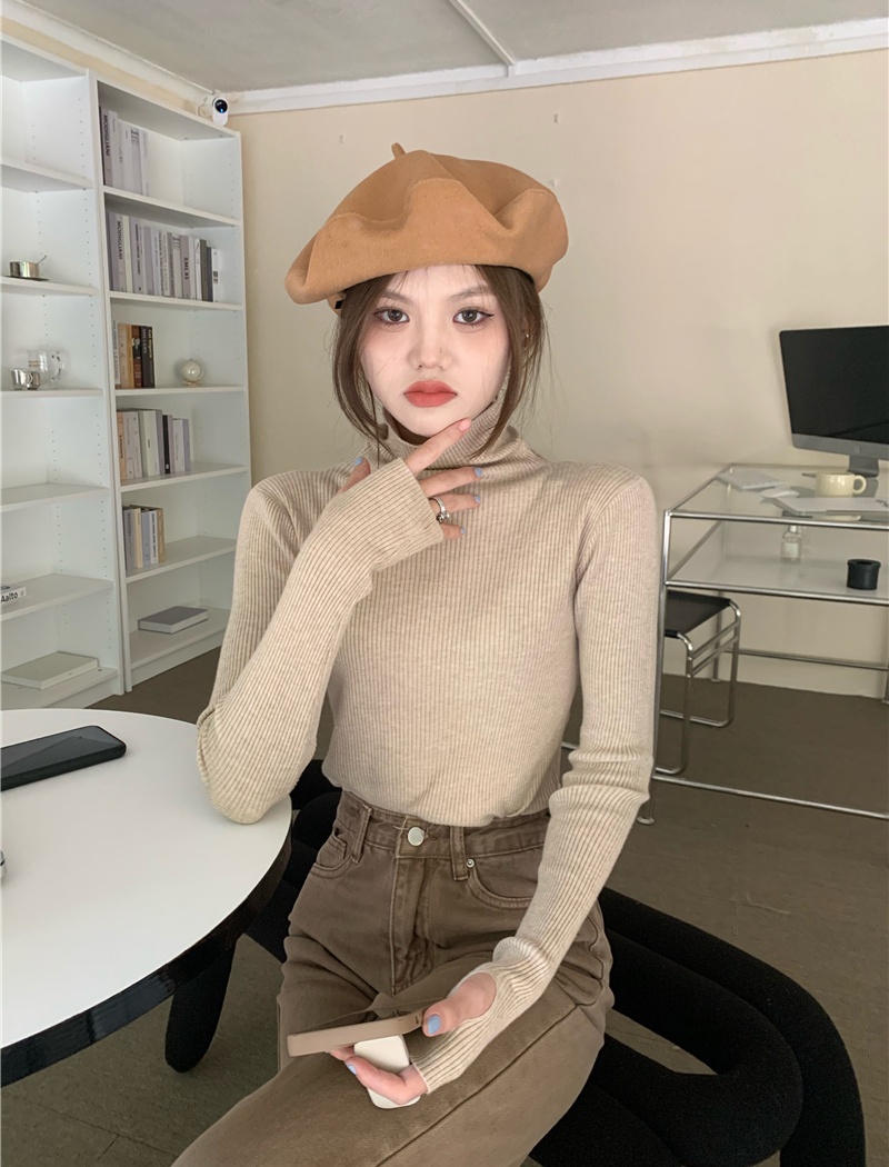 High collar sleeve thick plus long-sleeved sweater