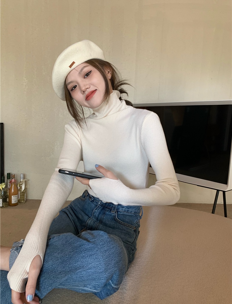 High collar sleeve thick plus long-sleeved sweater