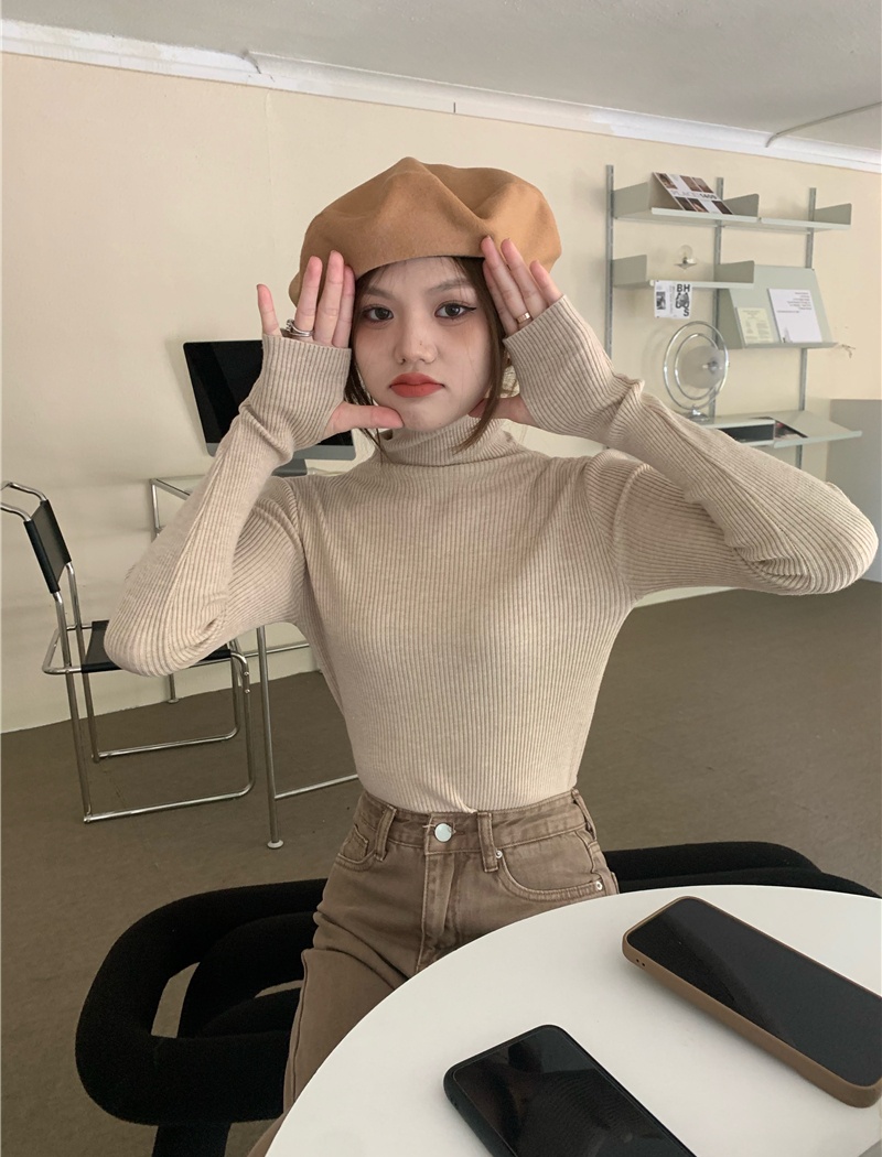 High collar sleeve thick plus long-sleeved sweater