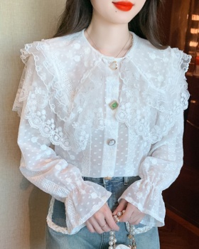 Commuting lace chiffon shirt doll collar tops