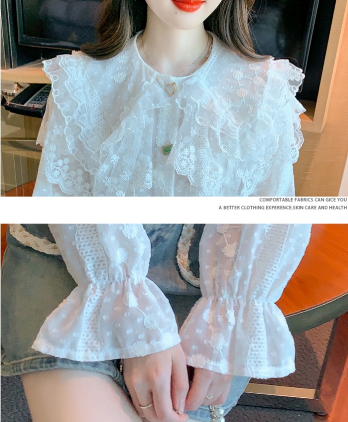 Commuting lace chiffon shirt doll collar tops