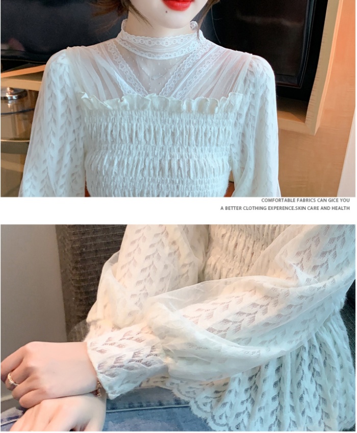 Lace pullover chouzhe shirt splice slim long sleeve tops for women