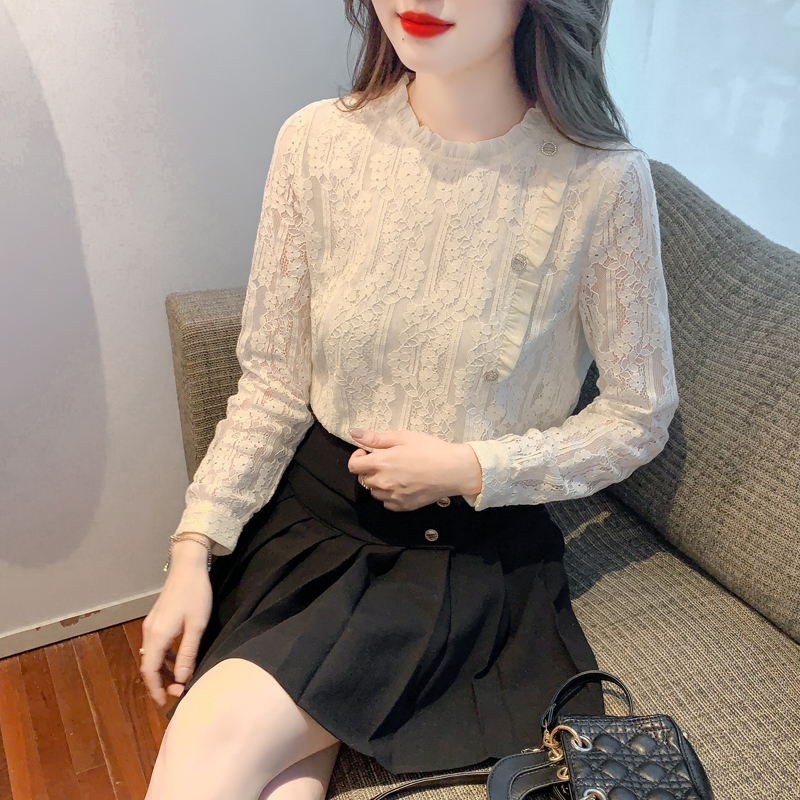 Lace shirt spring and autumn tops for women