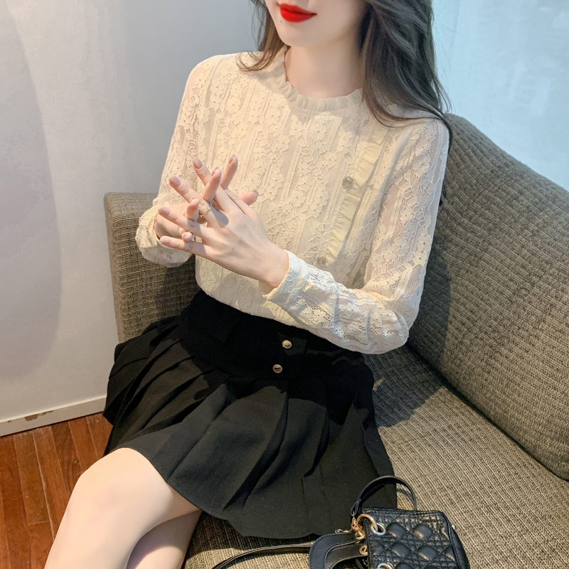 Lace shirt spring and autumn tops for women