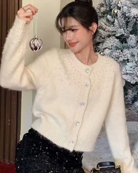 Wool France style cardigan beading sweater for women