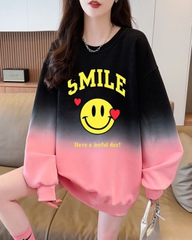 Cotton gradient complex round neck hoodie for women