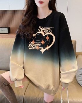 Gradient round neck thin hoodie