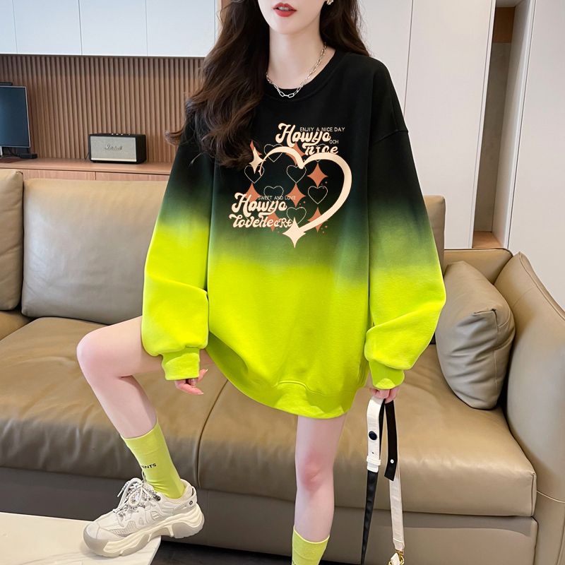 Gradient round neck thin hoodie