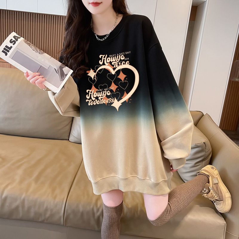 Gradient round neck thin hoodie