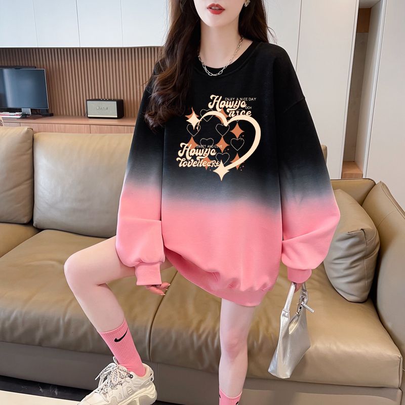 Gradient round neck thin hoodie