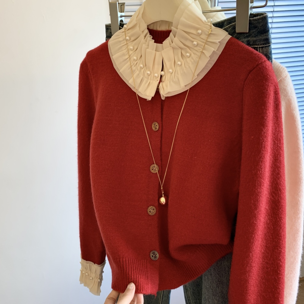 Christmas wood ear coat chanelstyle tops for women