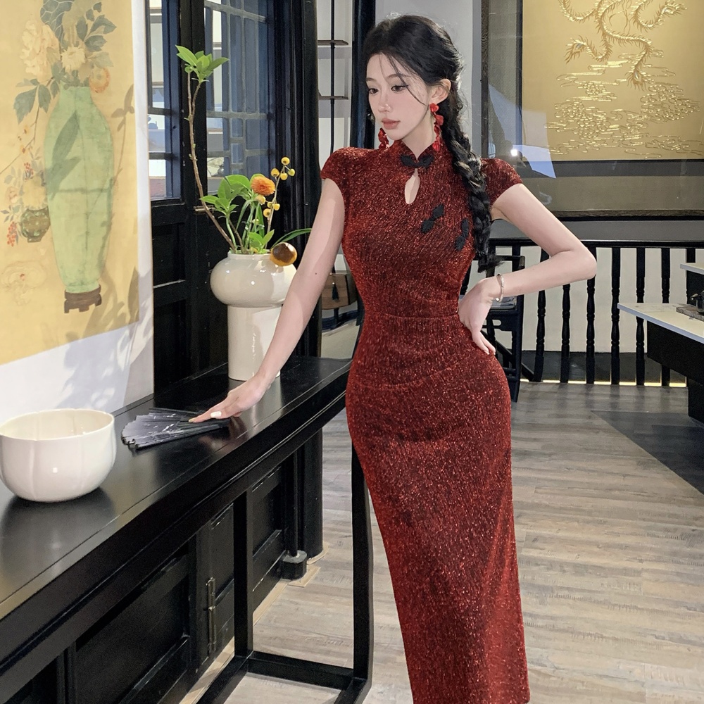 Elegant retro dress Chinese style slim cheongsam