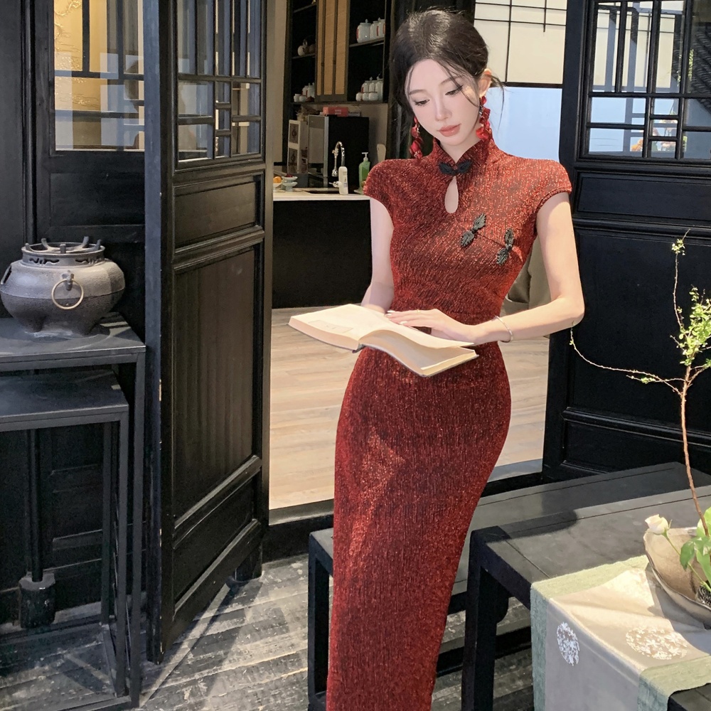 Elegant retro dress Chinese style slim cheongsam