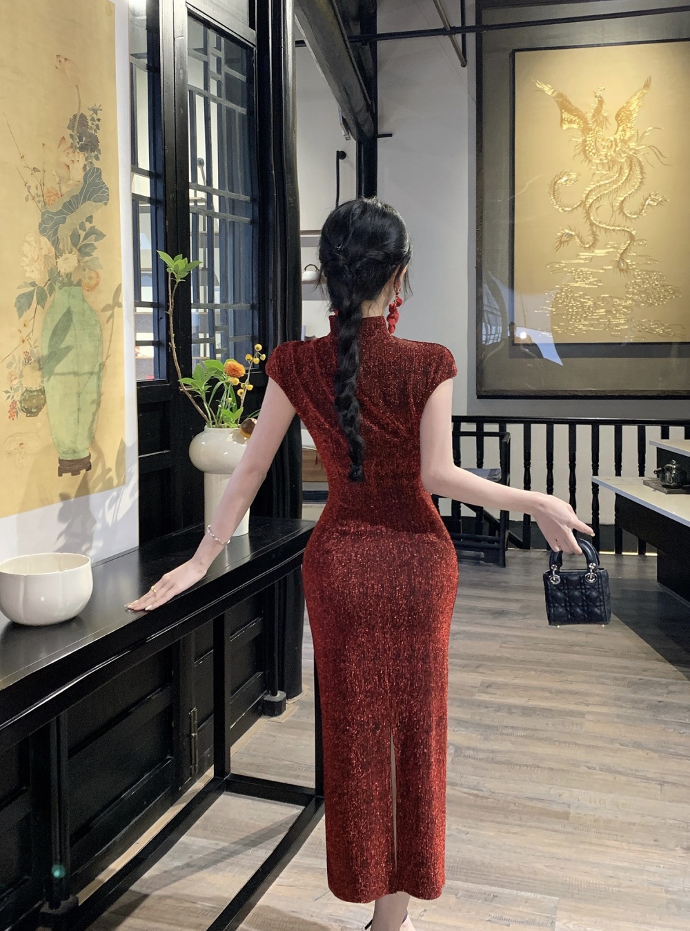 Elegant retro dress Chinese style slim cheongsam