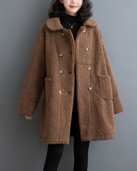 Lapel thermal long overcoat slim lambs wool coat