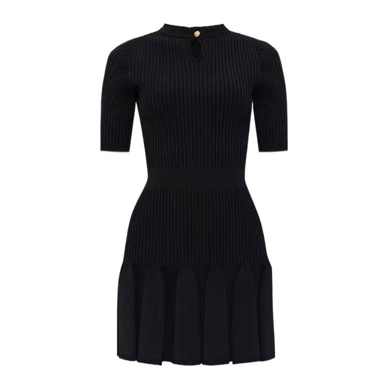 Pleated temperament retro France style dress for women