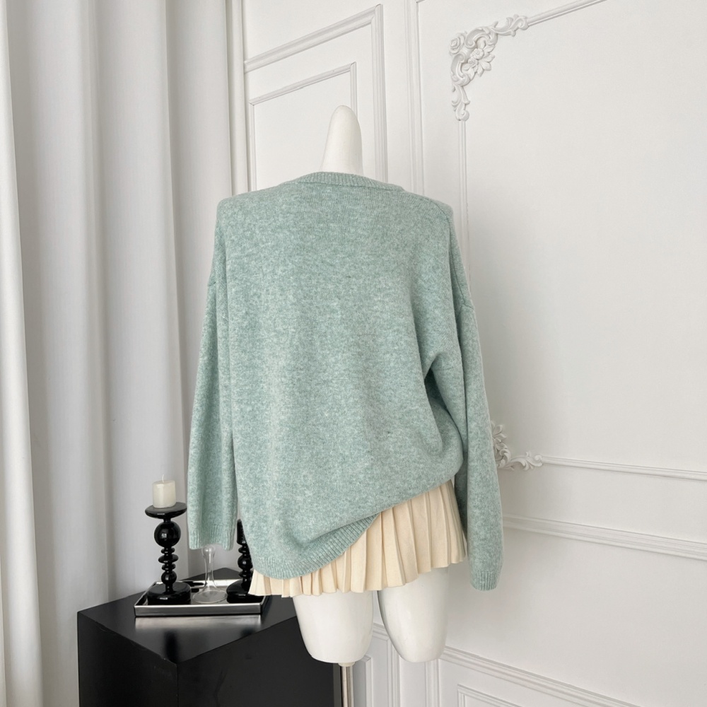 Bow wear frenum tops mixed color pullover sweater