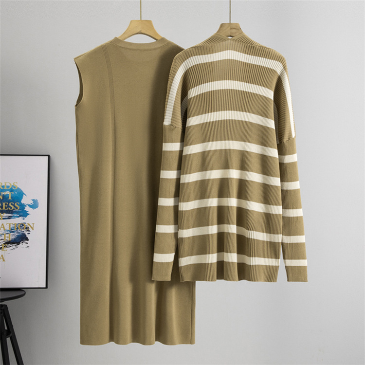 Knitted sweater dress spring dress 2pcs set for women