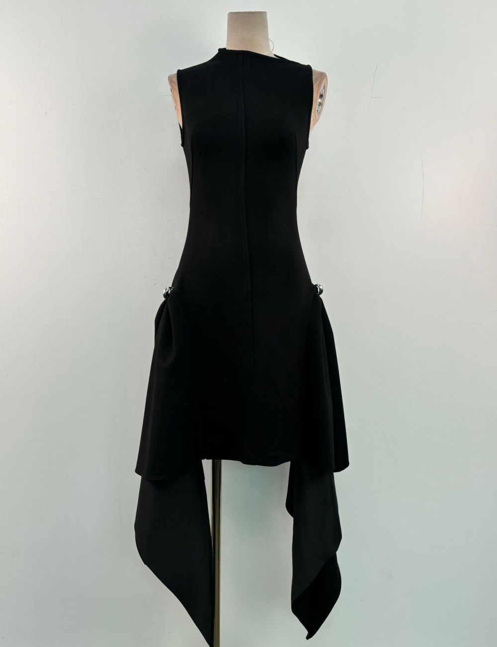 Niche slim long dress oblique collar simple dress