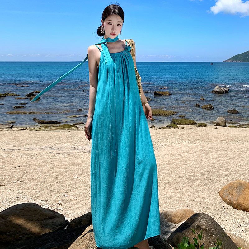 Sling loose long dress summer lazy dress for women