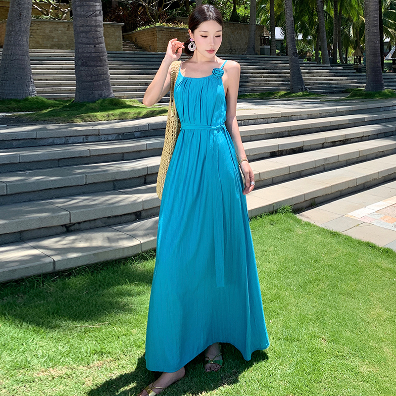 Sling loose long dress summer lazy dress for women