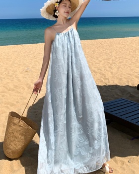 Seaside vacation lady sling temperament fold dress