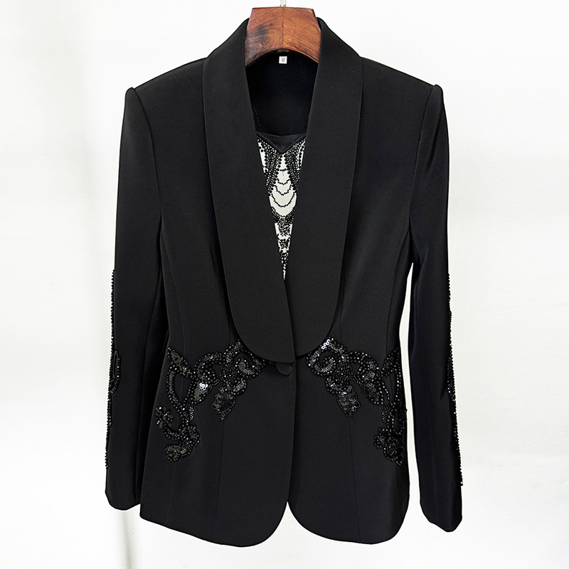 European style beading spring business suit fashion gauze coat