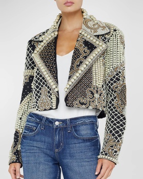 European style fashion spring beading embroidery jacket