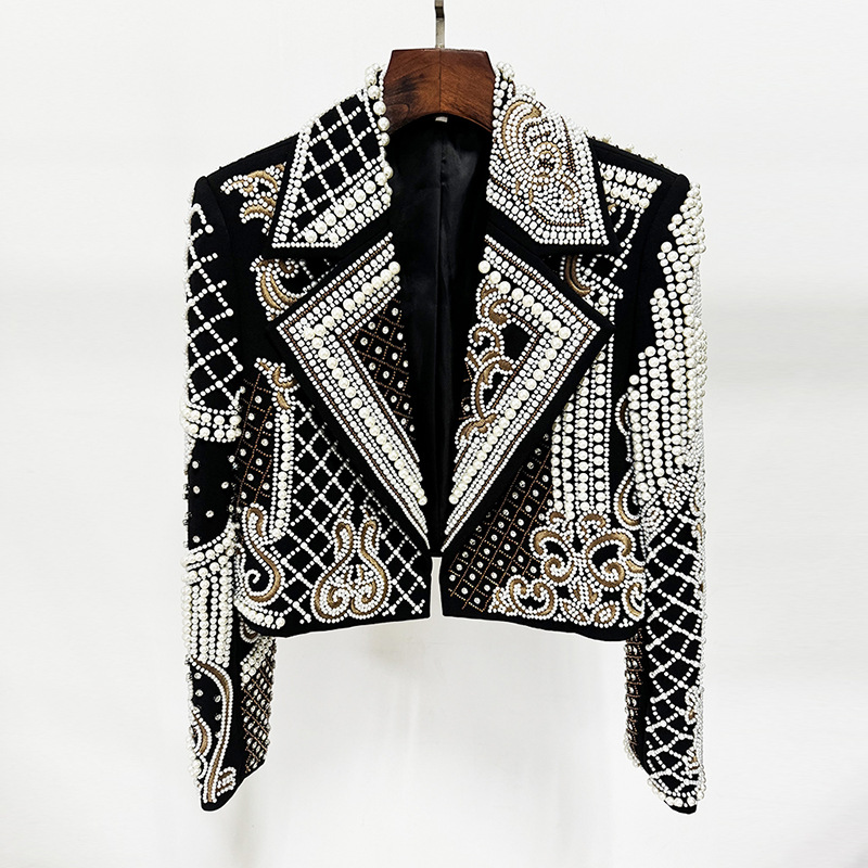 European style fashion spring beading embroidery jacket