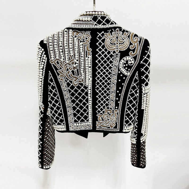 European style fashion spring beading embroidery jacket