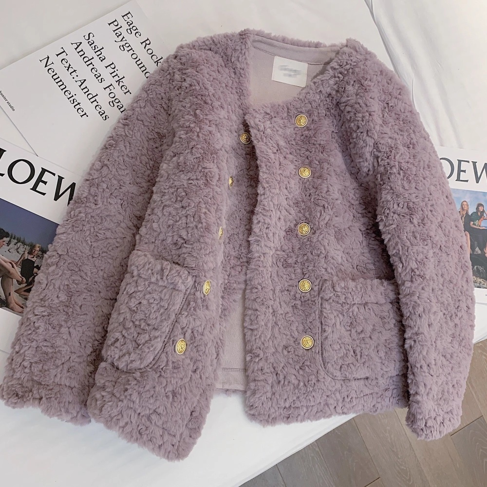 Lambs wool chanelstyle tender fabrics Korean style coat