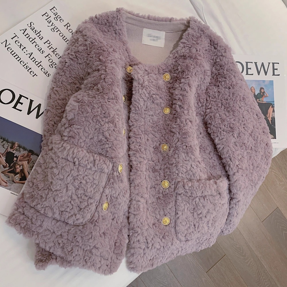 Lambs wool chanelstyle tender fabrics Korean style coat