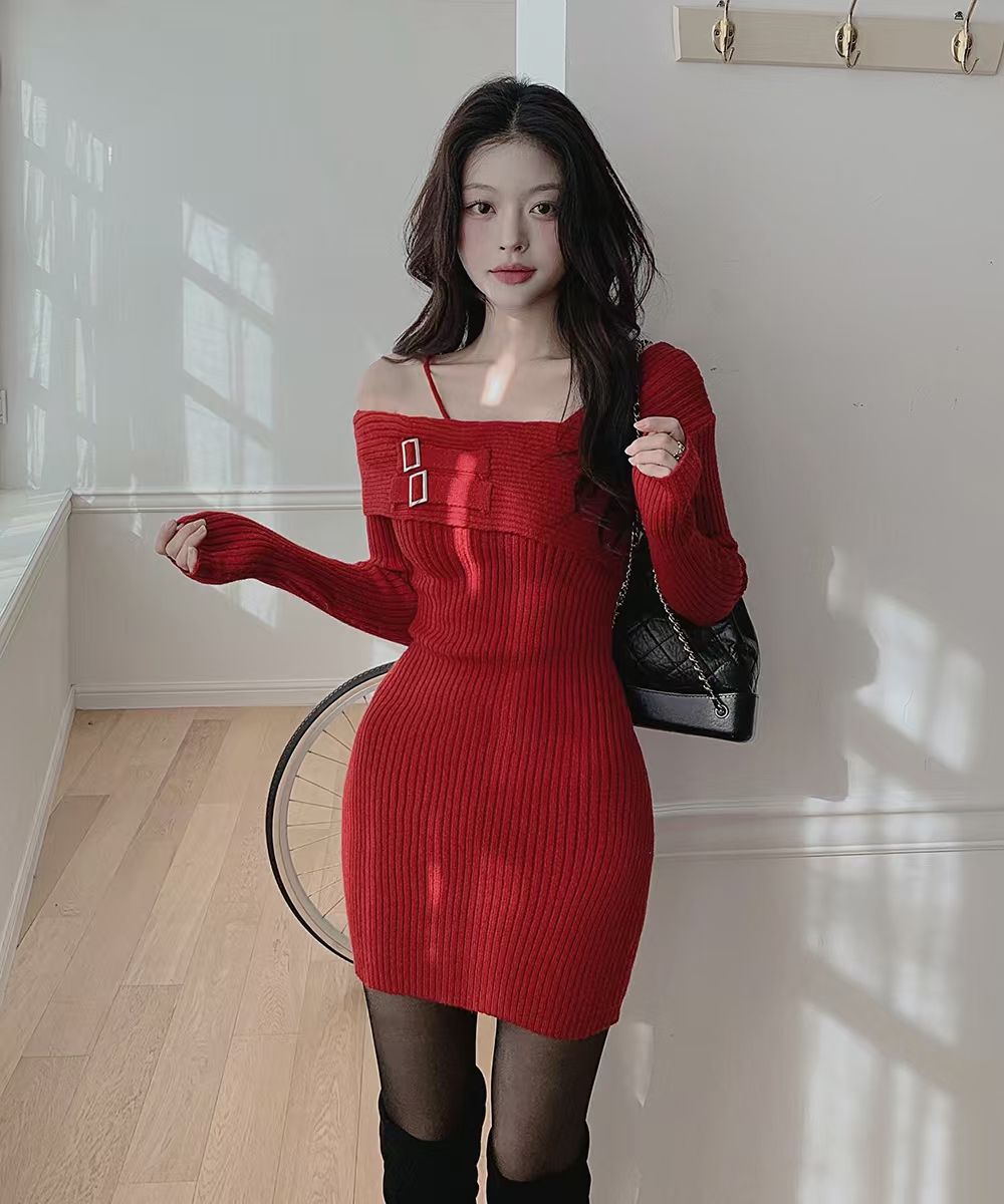 Package hip sling niche Korean style retro dress